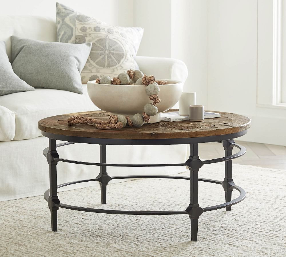 Parquet 36" Round Reclaimed Wood Coffee Table | Pottery Barn (US)