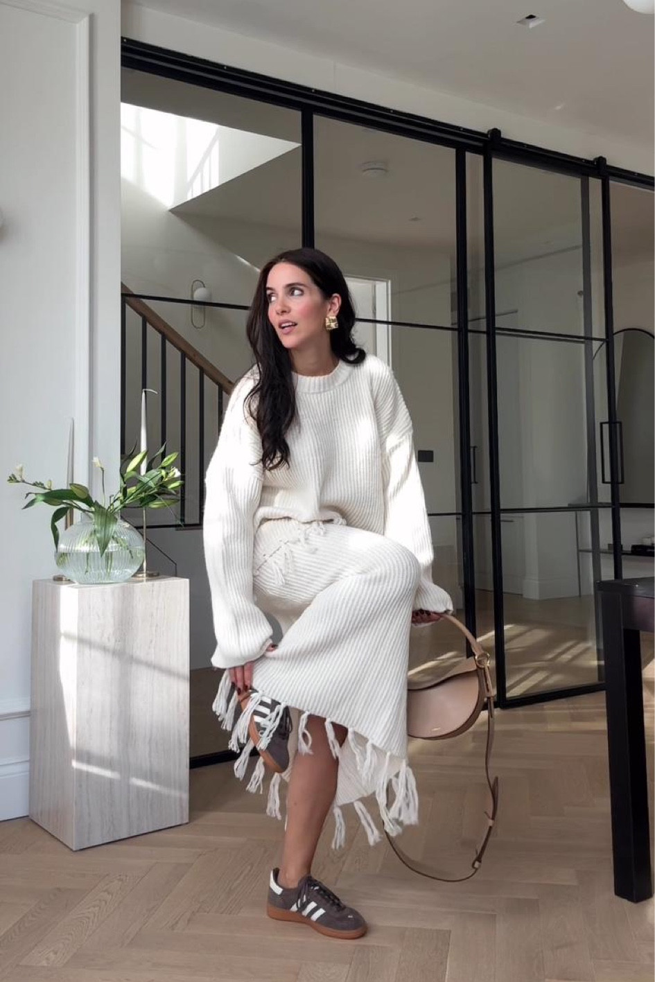 Autumn Outfits/ Fall Fashion / Modest Style / Chunky Knits / Knit Skirt / Day Outfit / London Outfit / UK Fashion / Midi Skirt / White Skirt / Oversized Jumper / ASOS / 4th and Reckless / White Sweater / White Knits / Chocolate Brown Trainers / Adidas Spezials / Polène Bag / Co ord  

#LTKuk #LTKmodest #LTKautumn