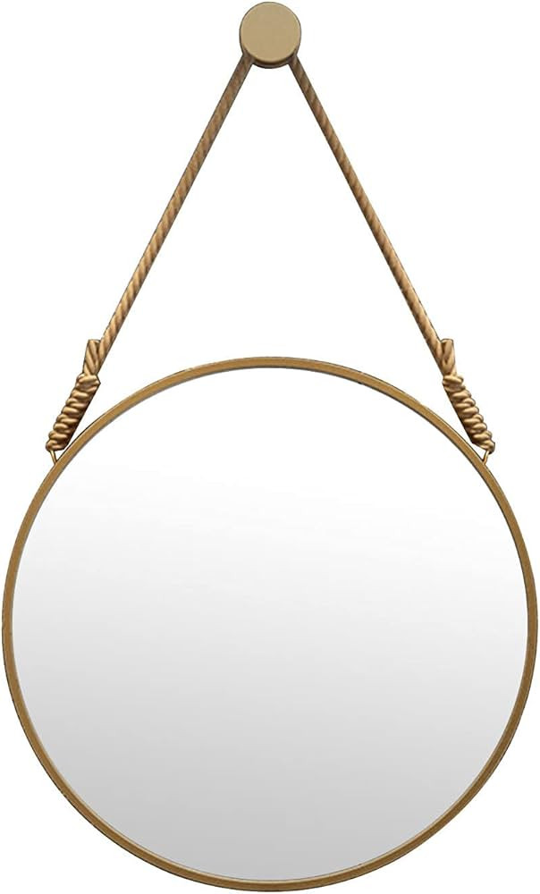 Hanging Mirror Round Mirror (Gold),Mirror for Bathroom with Hemp Rope,Wrought Iron Border High Te... | Amazon (US)