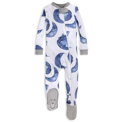 Burt's Bees Baby baby boys Pajamas, Zip-front Non-slip Footed Pjs, Organic Cotton and Toddler Sleepers, Indigo Hello Moon, 18 Months US | Amazon (US)