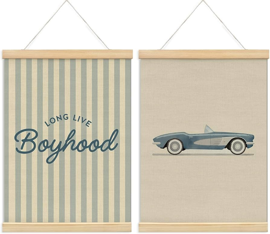 NaZaUK Nursery Long Live Boyhood Wall Art Poster Hanger Frame, Posters for Boys Room Nursery Play... | Amazon (US)