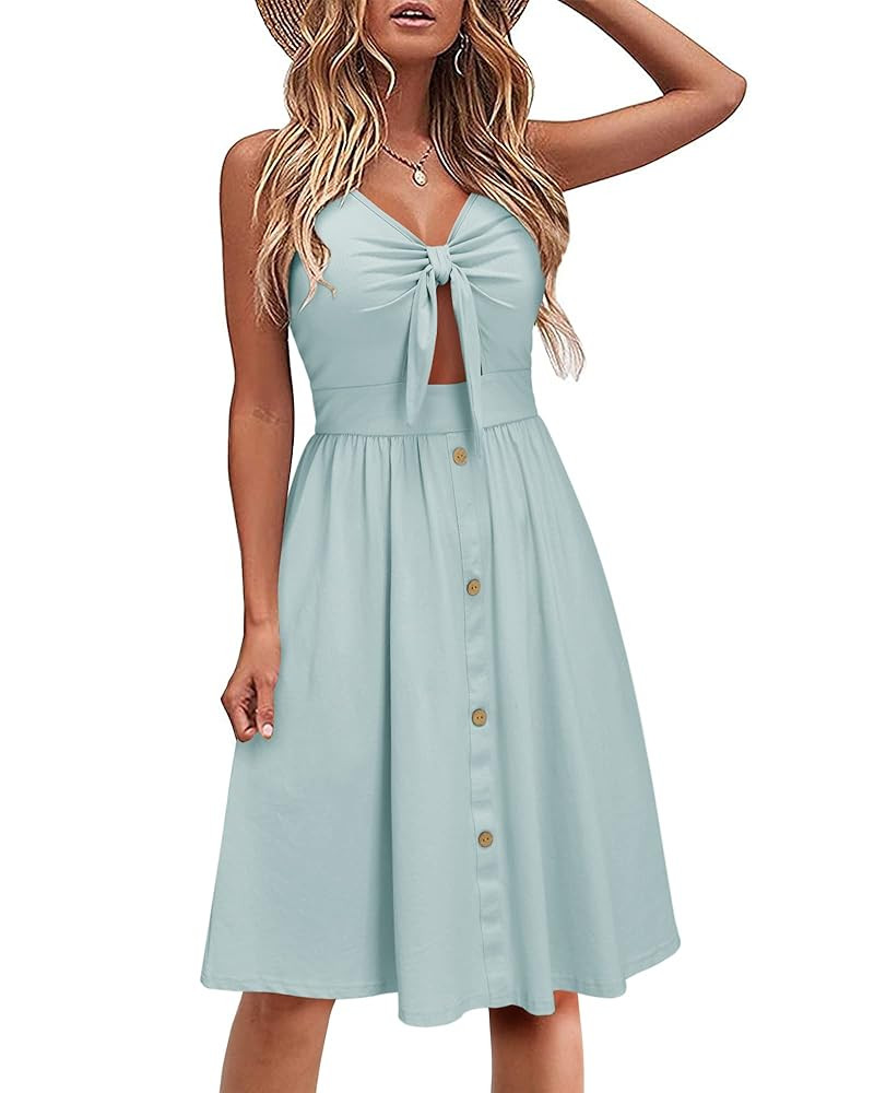 VOTEPRETTY Women's Summer Dresses Spring Sundresses Beach Clothes Outfit Vacation 2024 V Neck Cas... | Amazon (US)