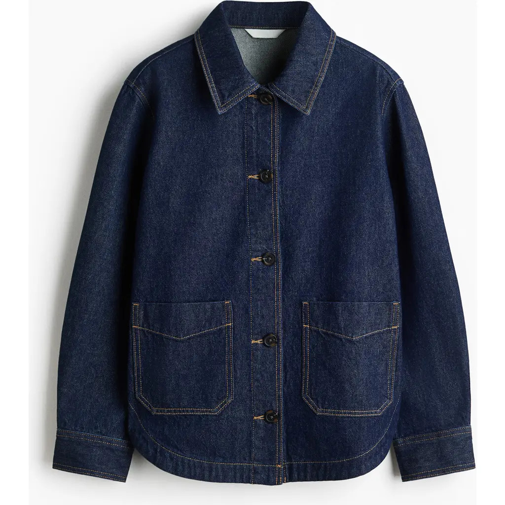 H&M Denim Shacket in Dark Denim Blue at Nordstrom, Size Xx-Small | Nordstrom