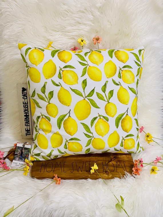 Rae Dunn  Welcome  Lemon Print  Decorative  Pillow  | Etsy | Etsy (US)