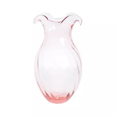 Vietri Hibiscus Glass Pink Vertical Fluted Small Vase | Belk