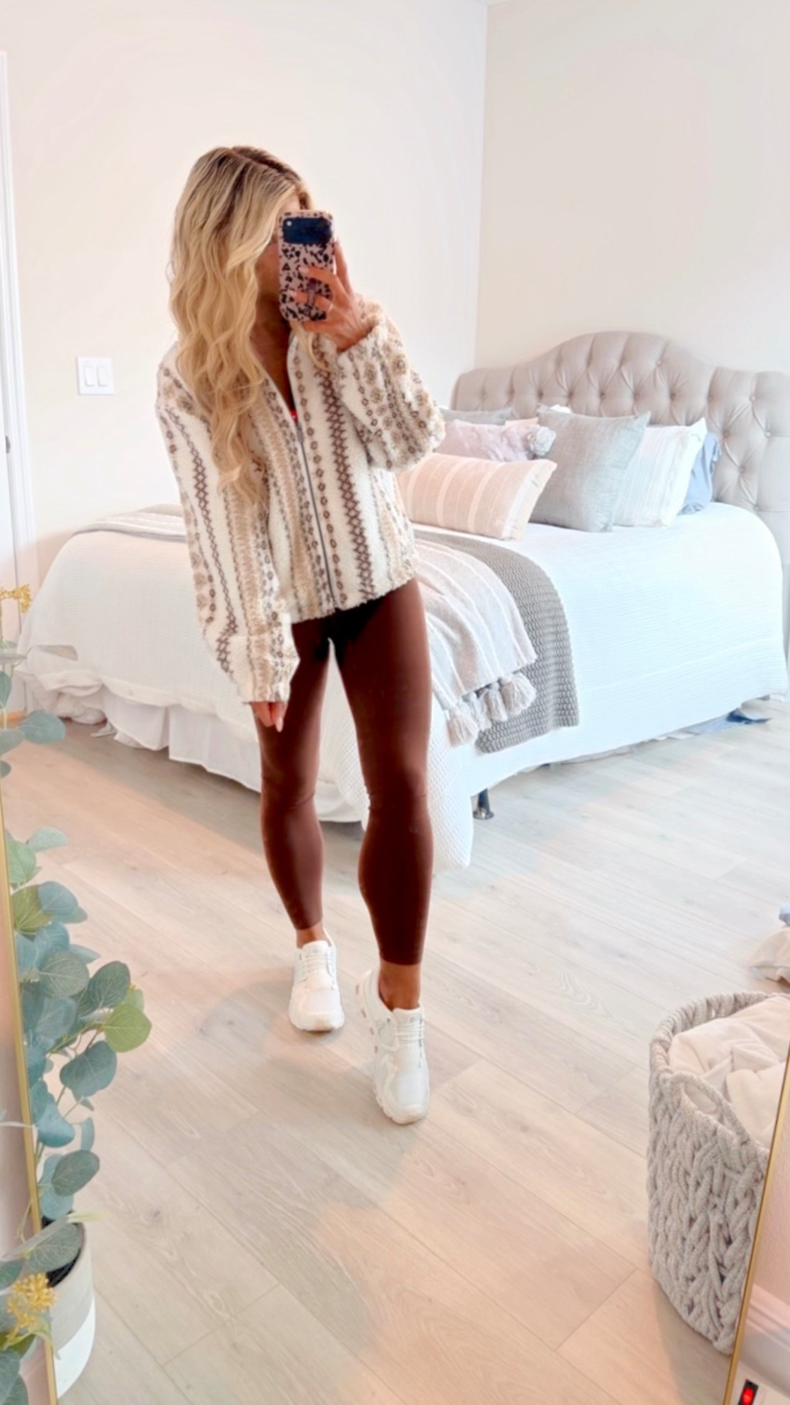 Cozy Winter Casual Outfit styled with dark brown high-waisted leggings, matching sports bra,  winter jacket, + white sneakers. This makes the perfect athleisurewear outfit, travel outfit, or casual everyday outfit. The matching activewear set comes in a variety of colors! 

Cozy set, matching set, Leggings outfit, high-rise leggings, comfy outfit, casual winter outfit, casual outfit, work out outfit, running sneakers, walking sneakers, 

#LTKootd #LTKTravel #LTKActive