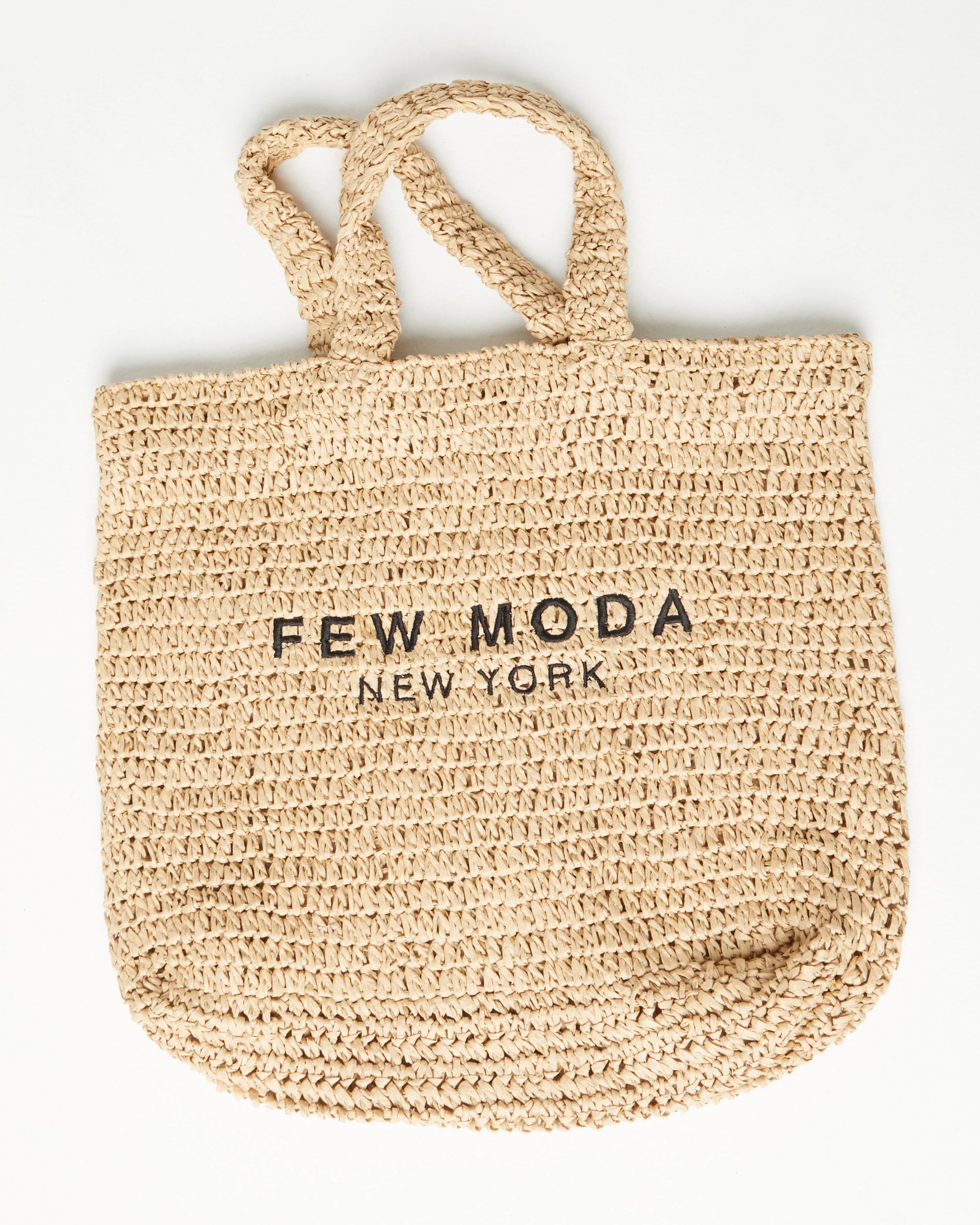 Handwoven Straw Logo Bag BEIGE / OS | Few Moda