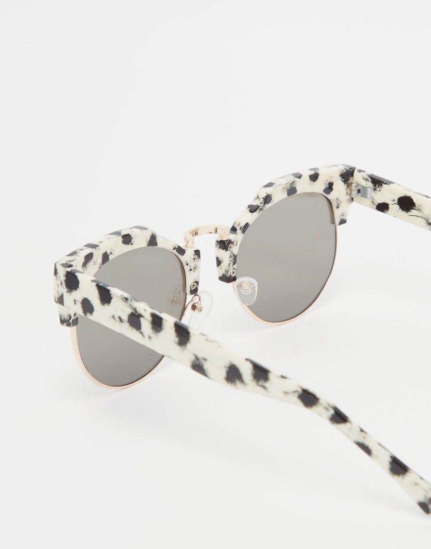 ASOS Round Sunglasses In CP With High Nose And Flat Lens | ASOS UK
