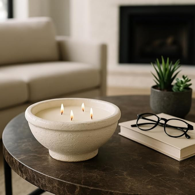 Decorative Round Terracotta Scented Candle Bowl for Men and Women - Casual Votive Candle for Indo... | Amazon (US)