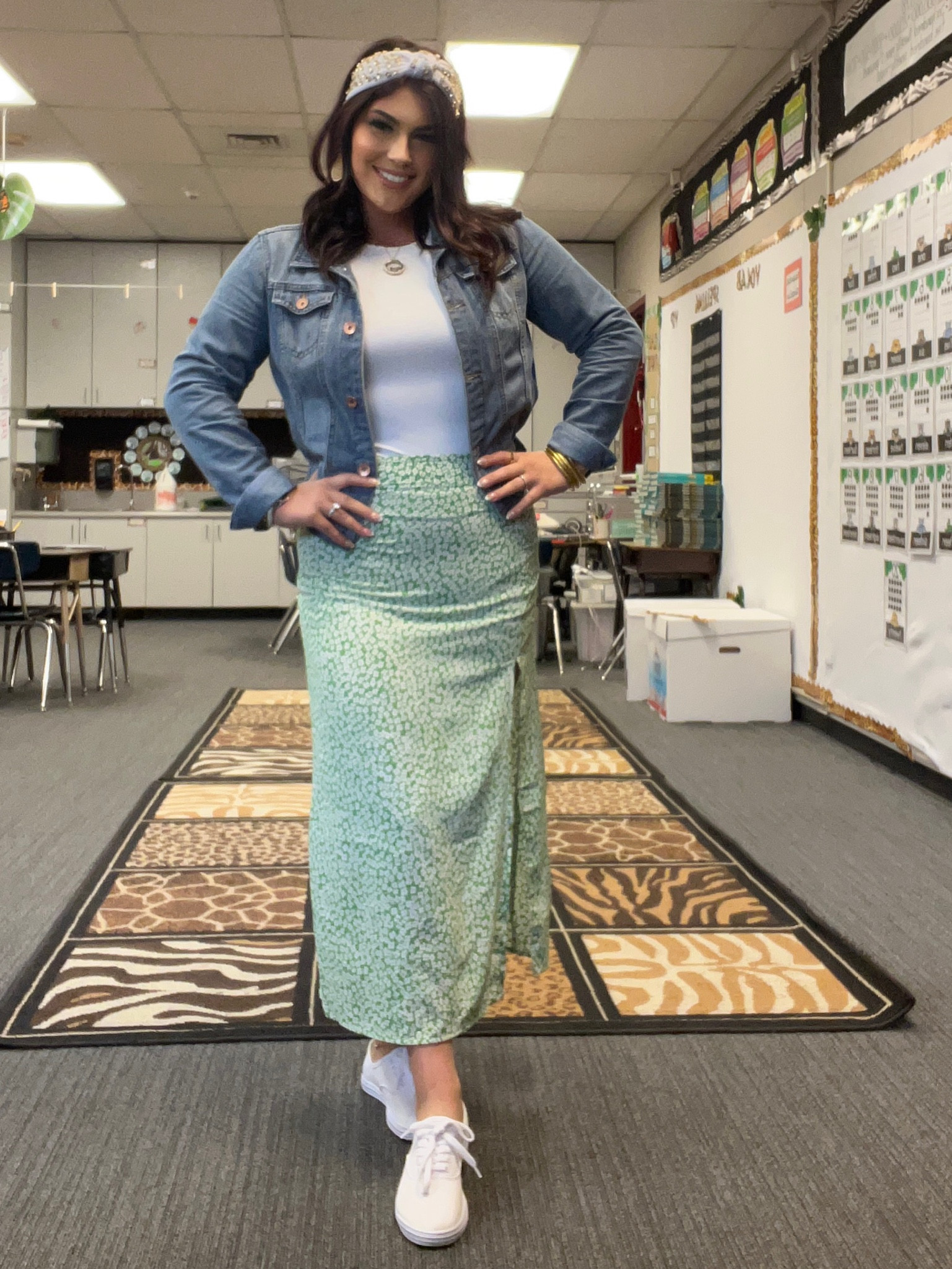 Spring outfit, floral skirt outfit, skims dupe, teacherootd

#LTKstyletip #LTKunder100 #LTKworkwear