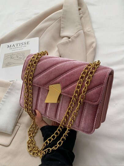 Metal Decor Quilted Pattern Chain Square Bag | SHEIN