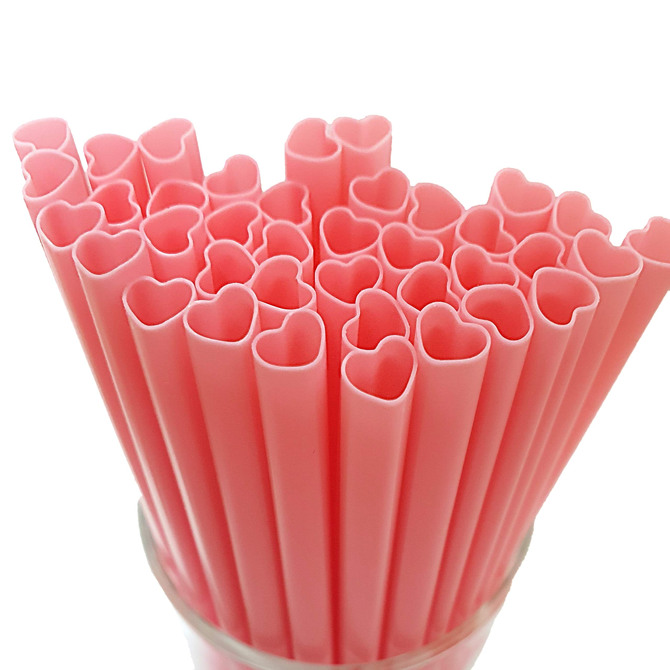 The best MOON 100pcs Heart Shaped Pink Straws Disposable Drinking Cute Straw Individually Wrapped... | Amazon (US)