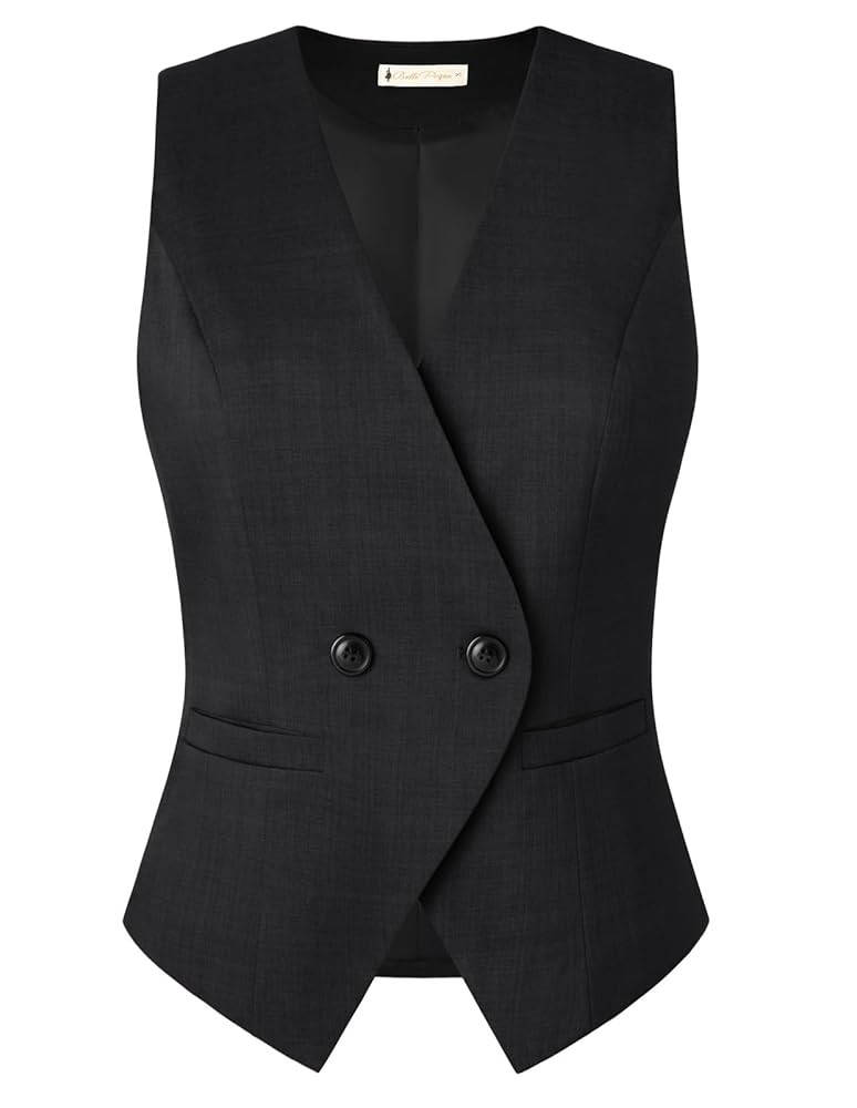 Belle Poque Waistcoat Vest Tops for Women Sleeveless V Neck Asymmetrical Hem Work Suit Blazer Ves... | Amazon (US)