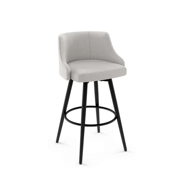 Amisco Duncan Swivel Counter Stool - Pale Grey Polyester/Textured Black Metal | Bed Bath & Beyond