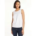 Time and Tru Women's Sleeveless Cotton Top with Crochet Yoke, Sizes XS-XXXL | Walmart (US)