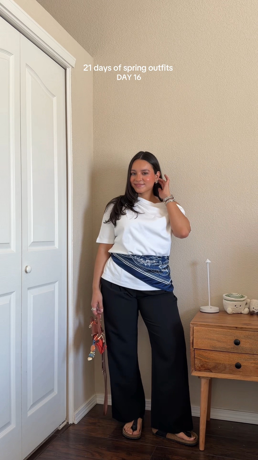 scarf trend all spring long⭐️ — wearing top in size small + pants in size 26s curve love 

#LTKootd #LTKPetite #LTKSeasonal