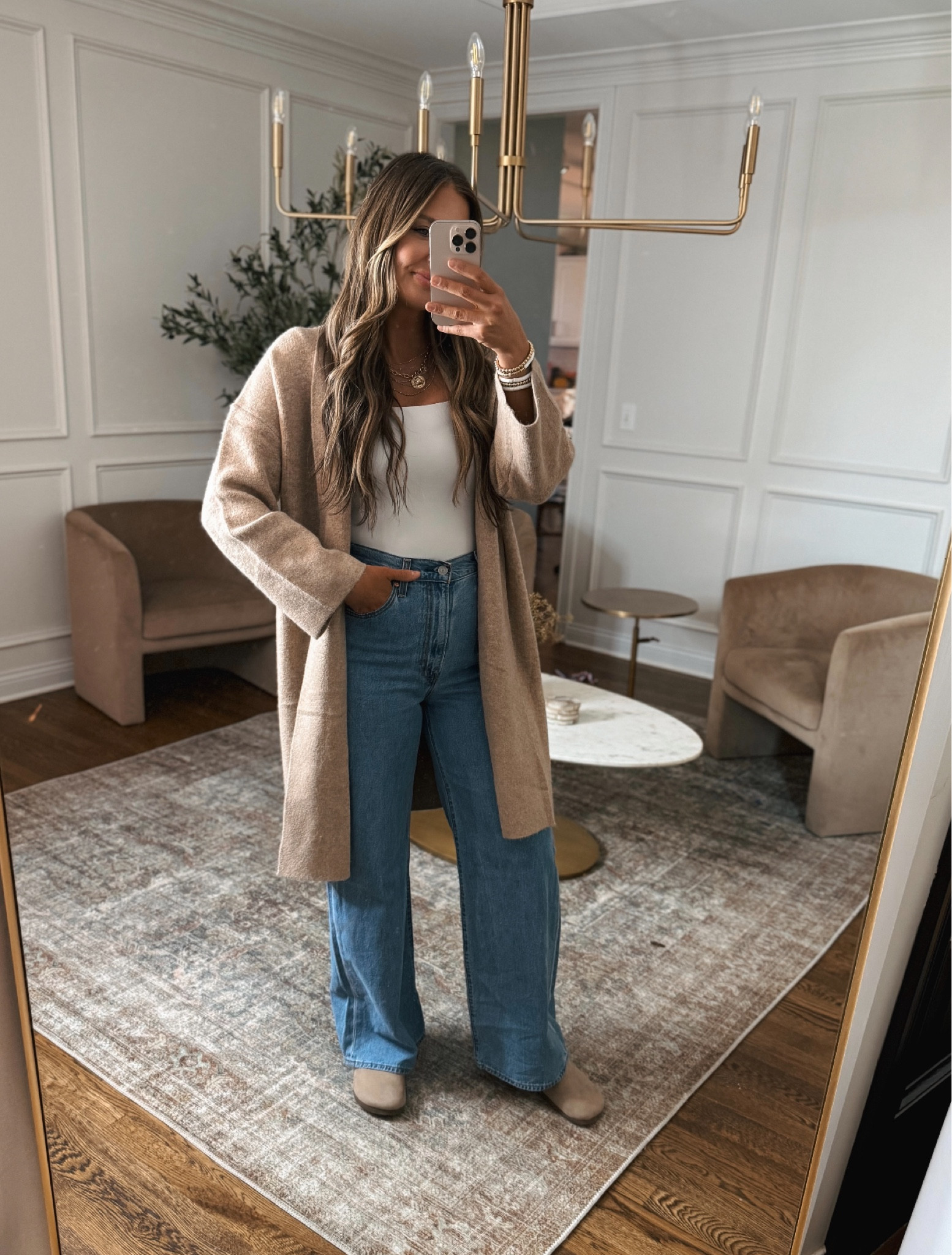 Fall cardigan look - the perfect layering piece paired with wide leg jeans! 

#LTKStyleTip #LTKFindsUnder50 #LTKSeasonal