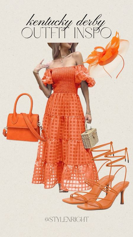 Kentucky Derby Outfit inspo!🐎🤍

Kentucky derby outfit. Spring dress. Monochromatic outfit. Orange dress. Fascinator. 

#LTKstyletip #LTKSeasonal #LTKmidsize