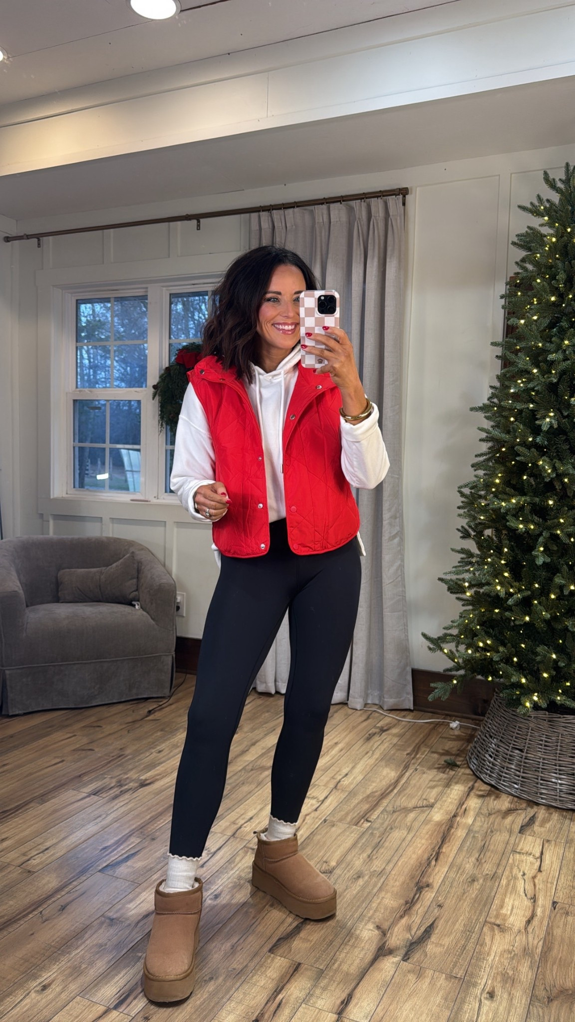 How cute is this outfit for the holiday season?! Loving this red vest for a festive but comfortable look during the holidays for a casual day of shopping, running errands, prep for hosting or more! Aprilwilks VintagePickin women’s viral Amazon vest red puffer vest for women casual winter outfit of the day Amazon fashion finds women’s outfit of the day 

#LTKHoliday #LTKActive #LTKootd