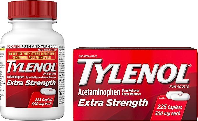 Tylenol Extra Strength Caplets with 500 mg Acetaminophen Pain Reliever Fever Reducer, 225 Count | Amazon (US)