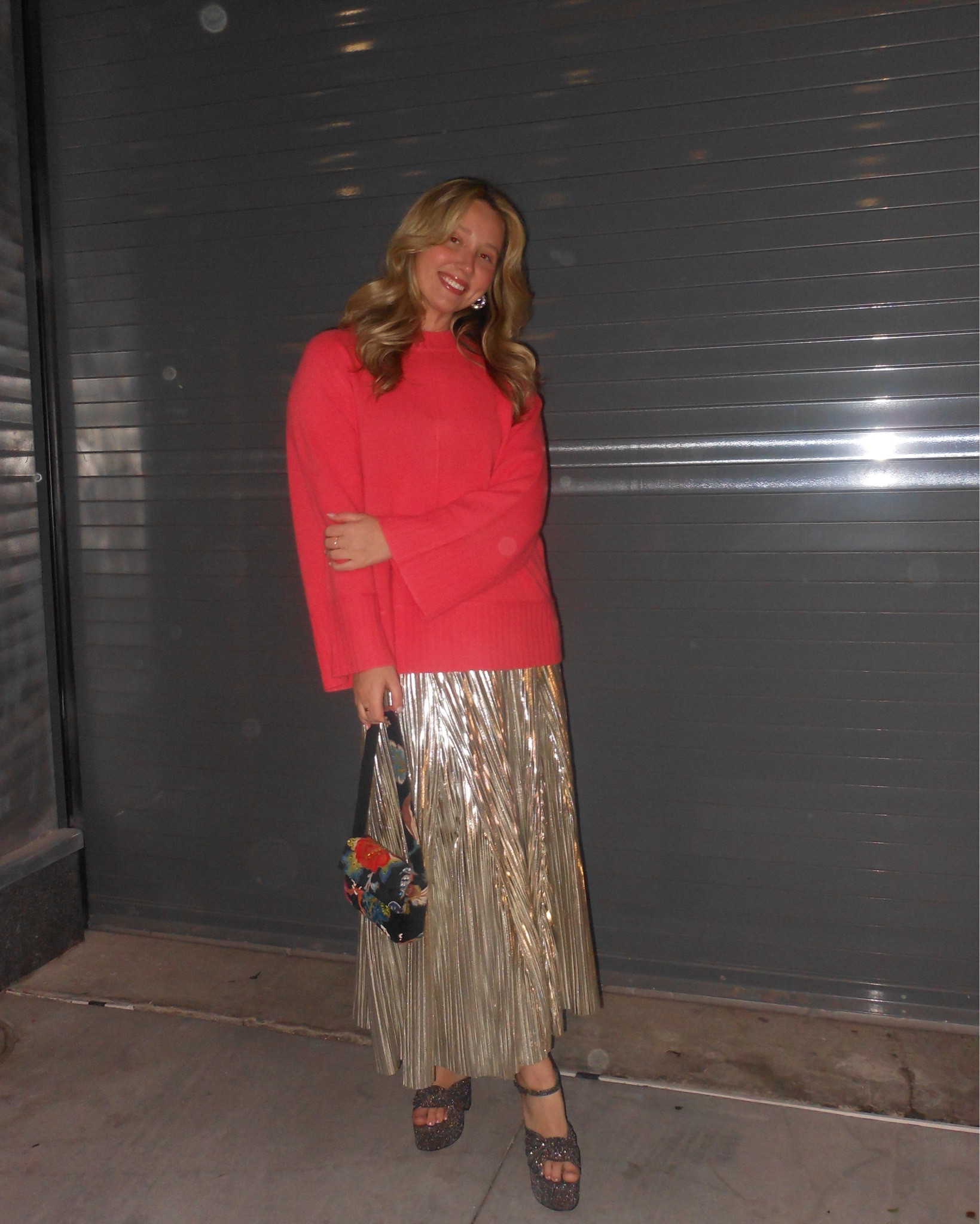 Anthropologie holiday party outfit  
✨💕🎄☺️🥂🎁

festive outfit, metallic skirt, evening bag, cashmere sweater, thanksgiving outfit, Christmas outfit 

#LTKHoliday #LTKSeasonal