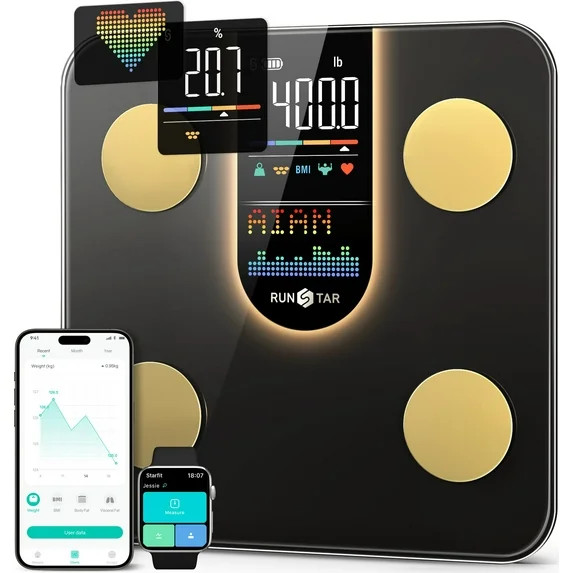 RunStar Scale for Body Weight, Smart Scale with 8-in-1 VA Display, High Precision Bathroom Digita... | Walmart (US)
