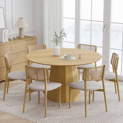 Dovelina Mid-Century Round Wood Dining Table for 4 People - 52", Natural Wood | Target