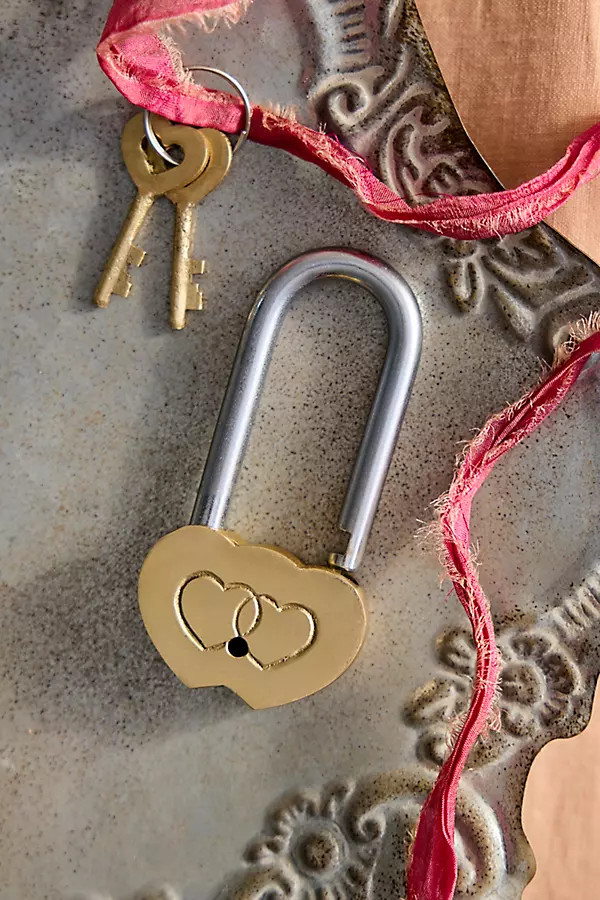 Double Hearts Engraved Lock | Anthropologie (US)