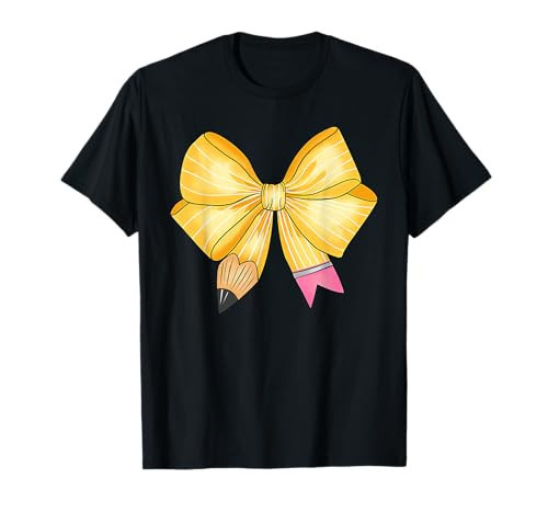 Coquette Bow Pencil Back To School First Day Teacher Student T-Shirt | Amazon (US)