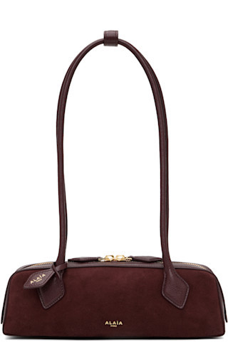 ALAÏA - Burgundy 'Le Teckel' Small Bi-Material Bag | SSENSE