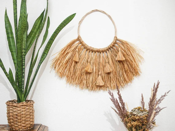 Boho wall hanging / raffia wall hanging / boho wall decor / | Etsy | Etsy (US)