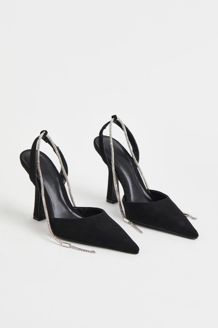 Rhinestone chain-detail court shoes | H&M (UK, MY, IN, SG, PH, TW, HK)