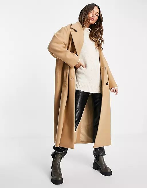 ASOS EDITION double breasted oversized coat in camel | ASOS (Global)