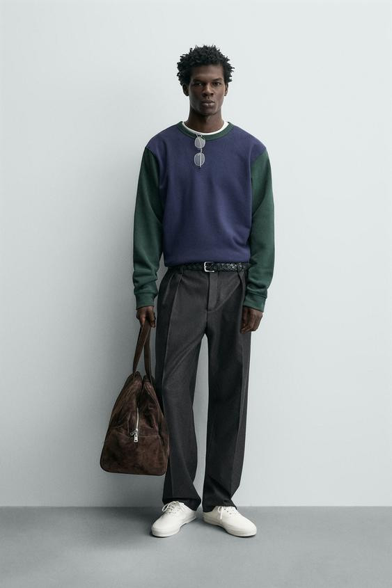 COLOR BLOCK CREWNECK SWEATSHIRT | Zara US