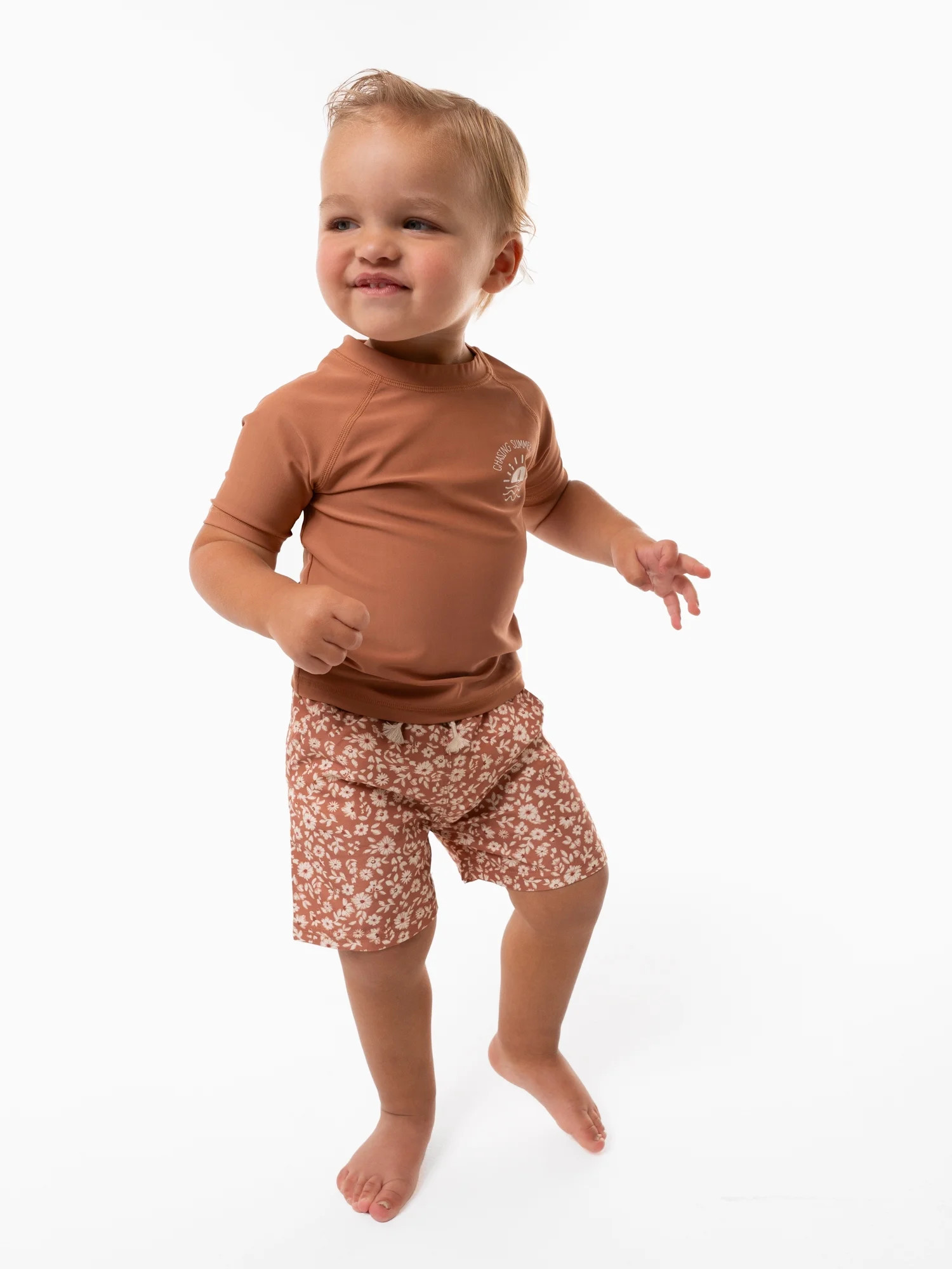 Modern Moments By Gerber Baby and Toddler Boy Rashguard and Swim Trunks Set, 12M-5T | Walmart (US)