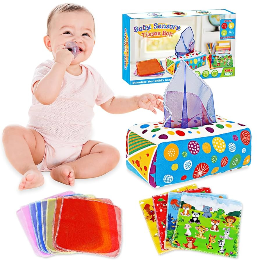 Aiduy Baby Toys 6 to 12 Months - Baby Tissue Box Toys Montessori Toys for Babies 6-12 Months Soft... | Amazon (US)
