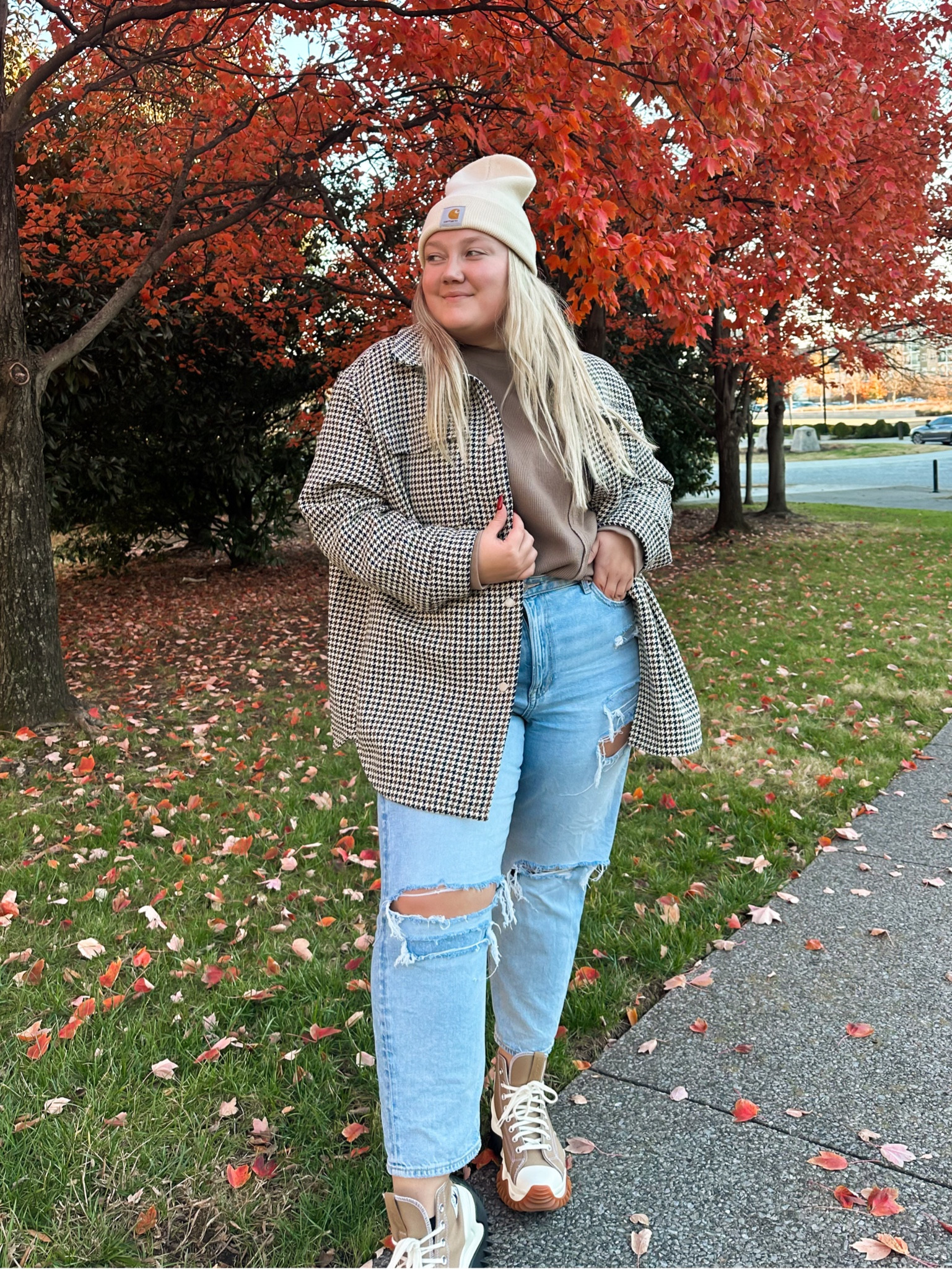 Casual winter street style outfit! Size xxl in jacket, xl in top and 18 in denim  

#LTKunder100 #LTKSeasonal #LTKshoecrush
