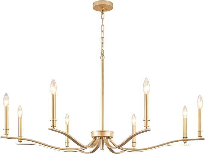 8-Light Farmhouse Chandelier, Vintage Gold Chandeliers for Dining Room, Adjustable Rustic Metal H... | Amazon (US)