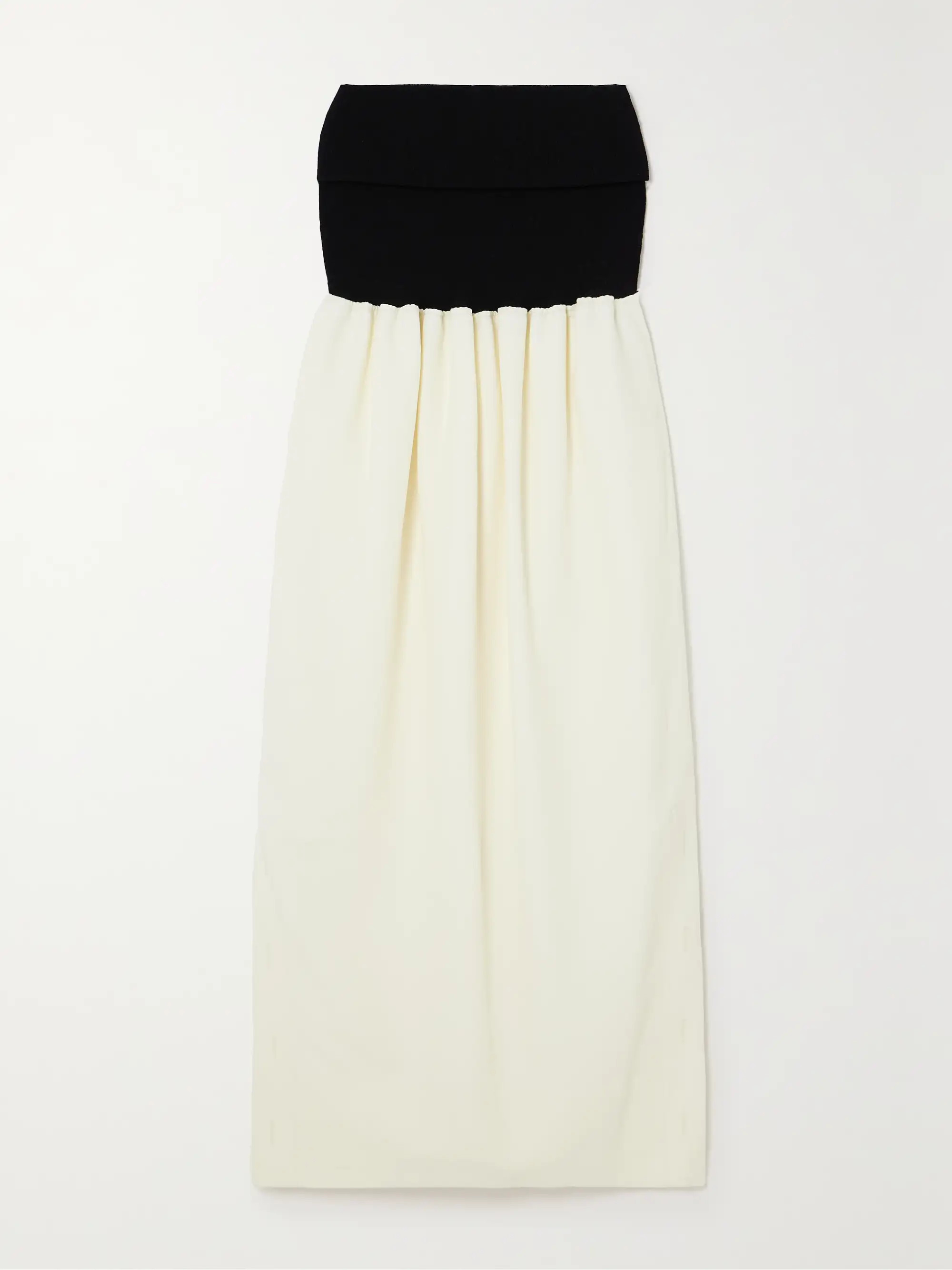 Strapless paneled ribbed-knit and crepe midi dress | NET-A-PORTER (US)