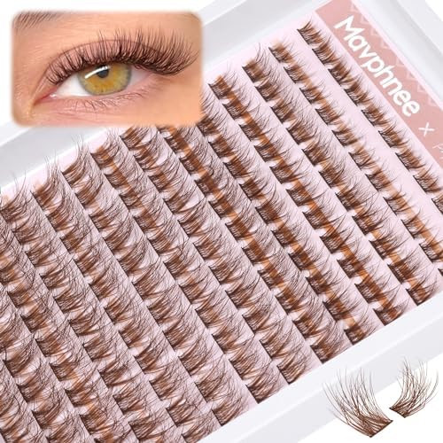 Brown Lash Clusters Natural Lash Extensions Wispy Eyelash Clusters 154 Pcs C-Curly Lashes Cluster... | Amazon (US)