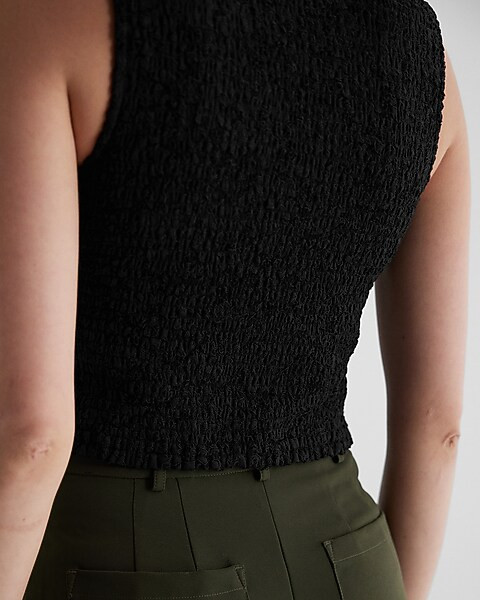 Lace V-Neck Smocked Back Tank | Express