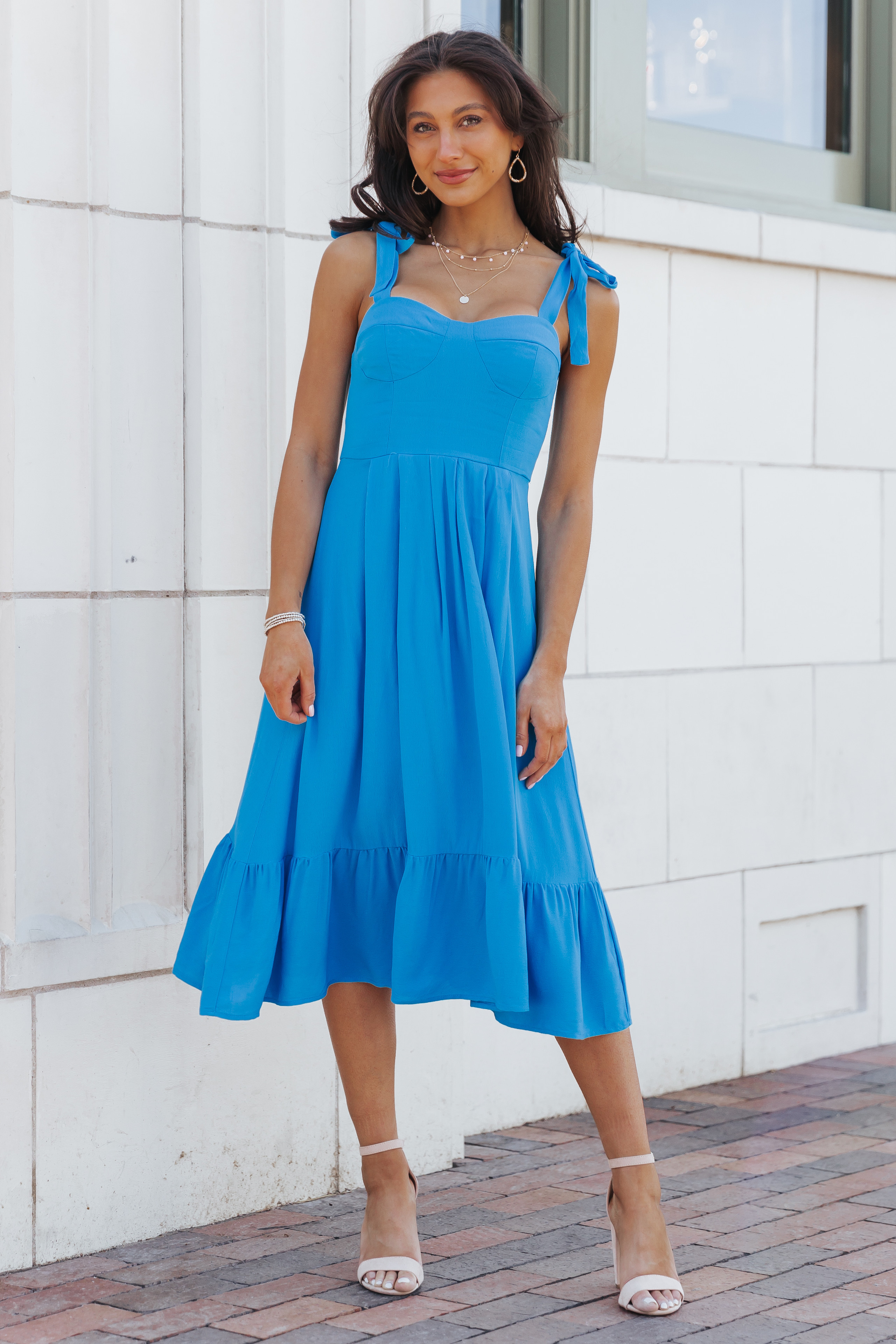BB Dakota By Steve Madden Sophia-Rose Blue Midi Dress | Magnolia Boutique