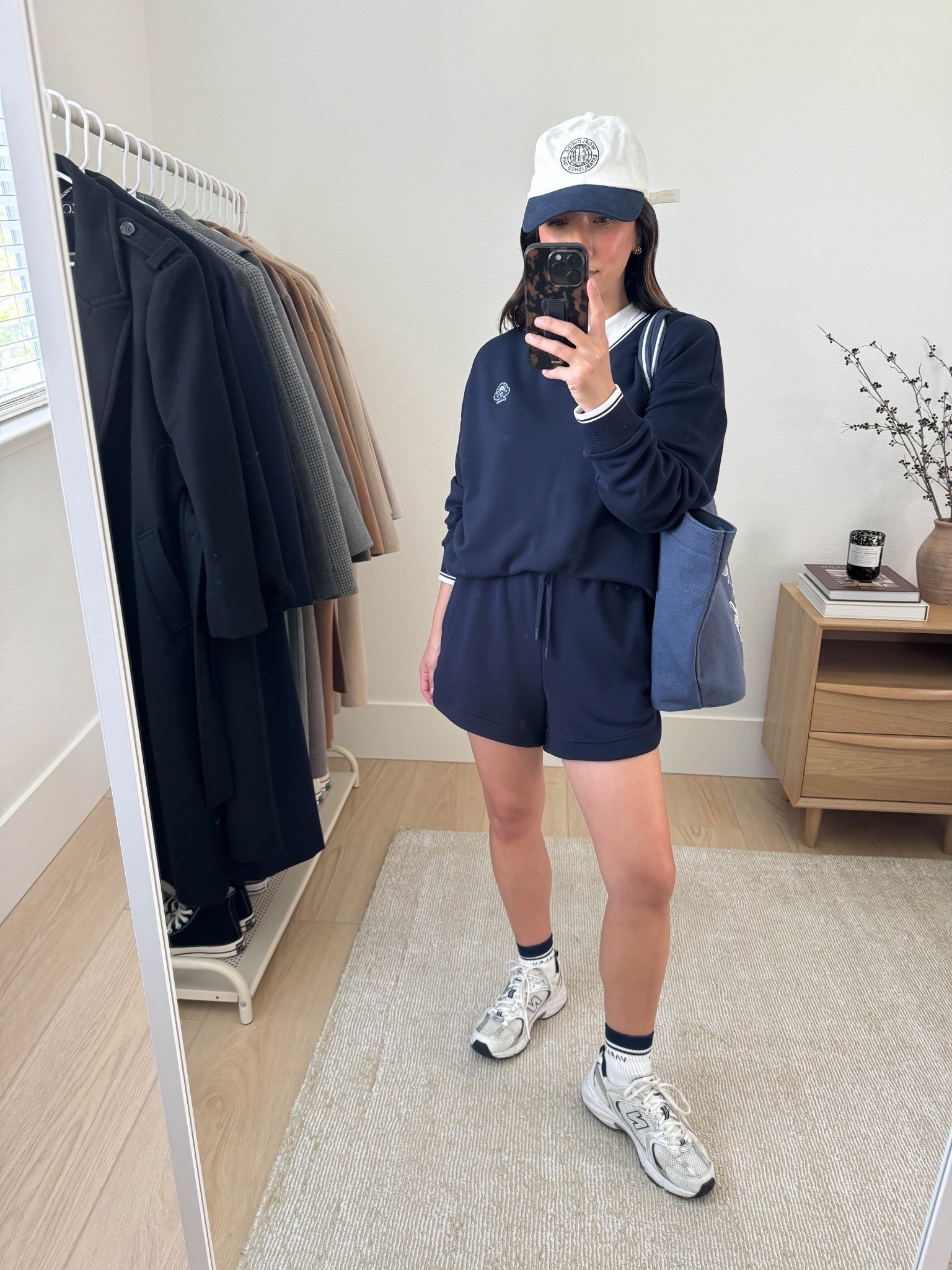 Easy athleisure outfits for mom-life. Another Varley set, but love the more sporty vibe. So easy to run around in these, but love that they still make me feel pulled together. 

Varley pullover small
Everlane tee medium
Varley Ollie shorts small
Varley socks
New Balance 530's 4 mens
Varley tote
Gap hat

Spring outfits 2026, mom style, athleisure, summer outfits

#LTKmomlife #LTKootd #LTKPetite