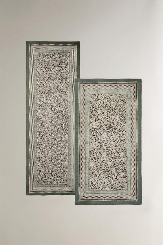 COTTON BLOCK PRINT AREA RUG | Zara US