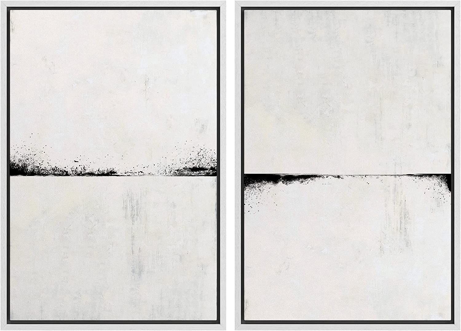 MUDECOR Framed Canvas Print Wall Art Set Black Gray Grunge Paint Stroke Landscape Abstract Shapes... | Amazon (US)