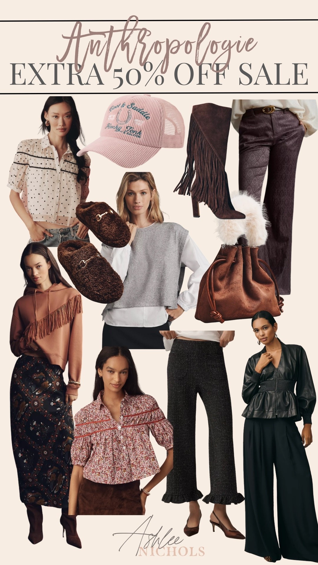 Extra 50% off sale at Anthropologie!

Fringe boots, winter blouse, suede bag, trucker hat

#LTKSeasonal #LTKSaleAlert #LTKFindsUnder100