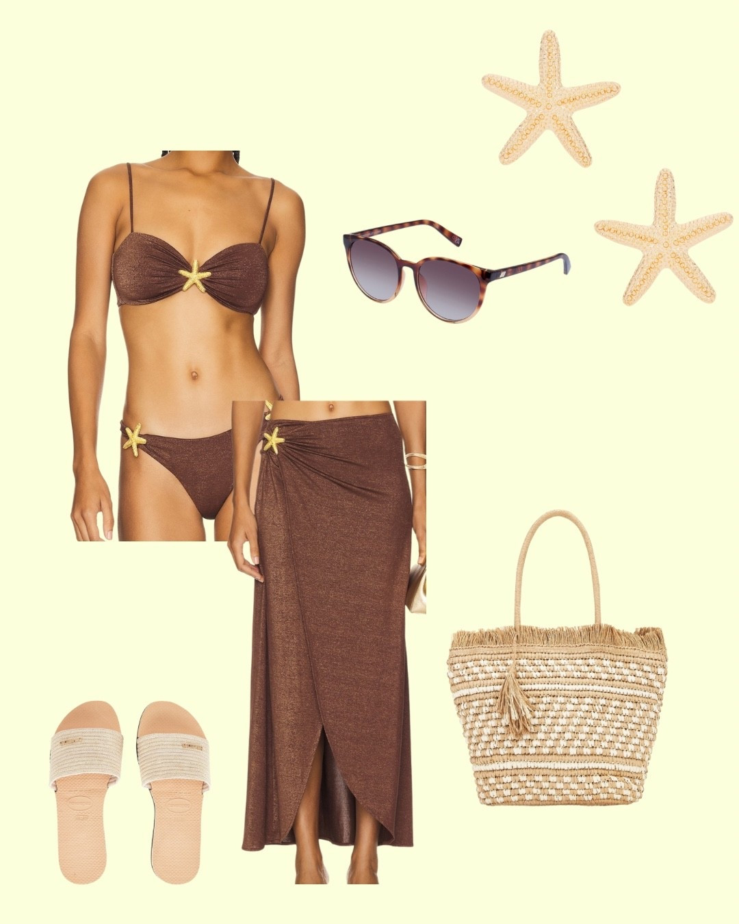 Summer vacay outfit! Obsessed with the color and with the starfish😻 


vacation outfit, summer outfit, beach outfit, resort wear, tropical style, swimsuit cover up, poolside look, brown bikini, woven tote bag, coastal aesthetic, summer neutrals, chic beachwear, matching set, hot weather outfit, girls trip outfit, European summer outfit, travel outfit inspo, beach trip essentials, 2025 swimwear trend, stylish sun hat

#LTKU #LTKStyleTip #LTKSummerEdit