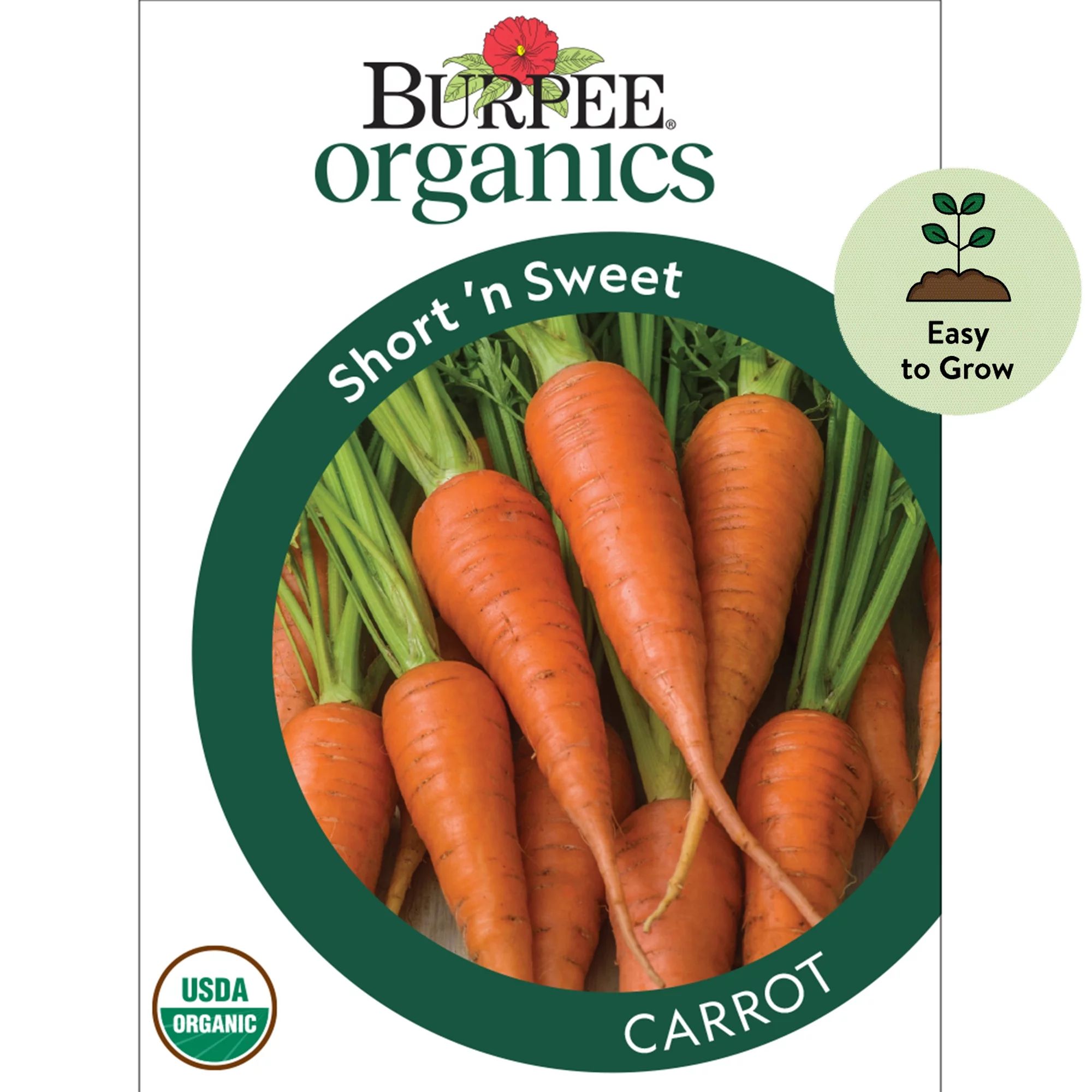 Burpee Organic Short 'n Sweet Carrot Seeds - Non-GMO, Easy to Grow, Organic Vegetable Gardening S... | Walmart (US)
