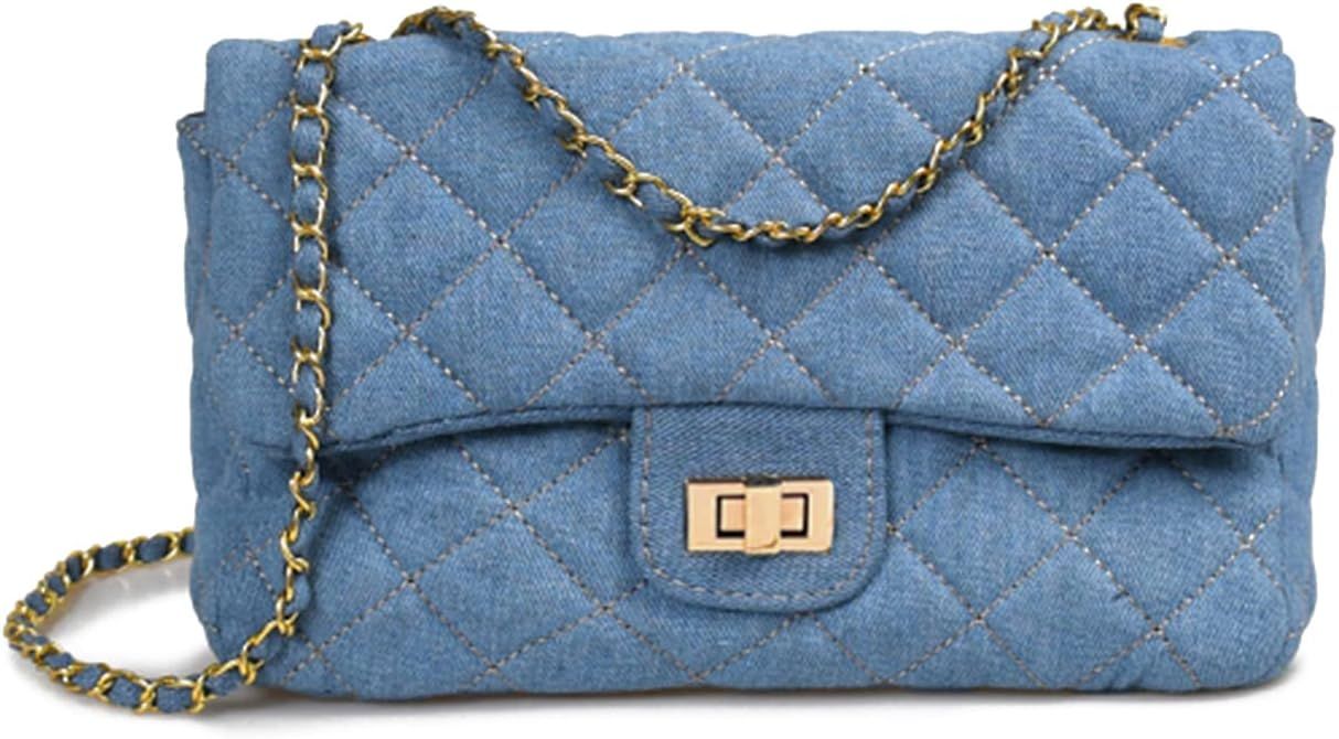 Chloe soo Women Denim Shoulder Bags Quilted Crossbody Bag Soft Hobo Underarm Purse Tote Handbag R... | Amazon (US)