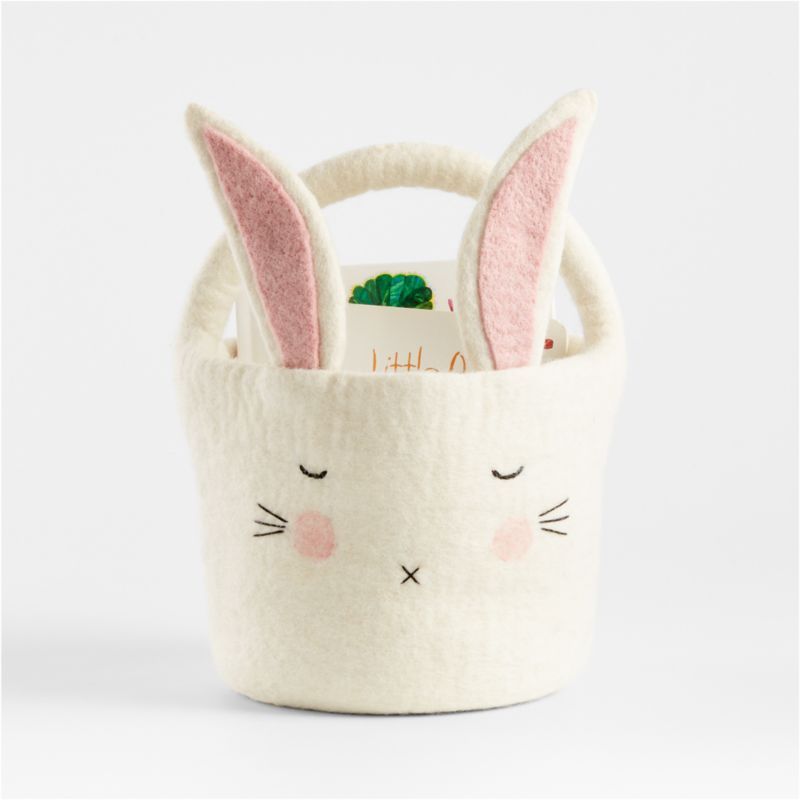 Felt White Bunny Easter Basket | Crate & Kids | Crate & Barrel
